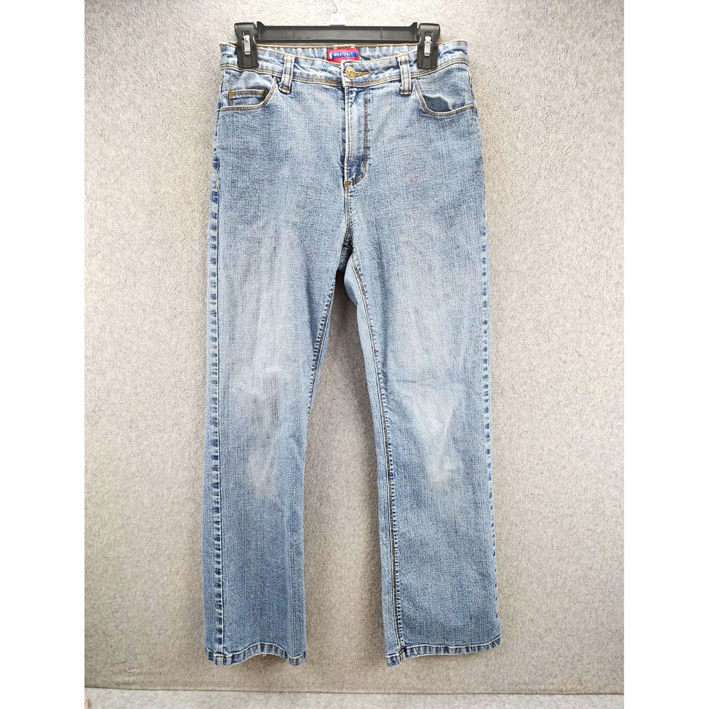 Westport Denim Women's Light Wash Blue Straight Leg Mid Rise 5-Pocket Jeans 14